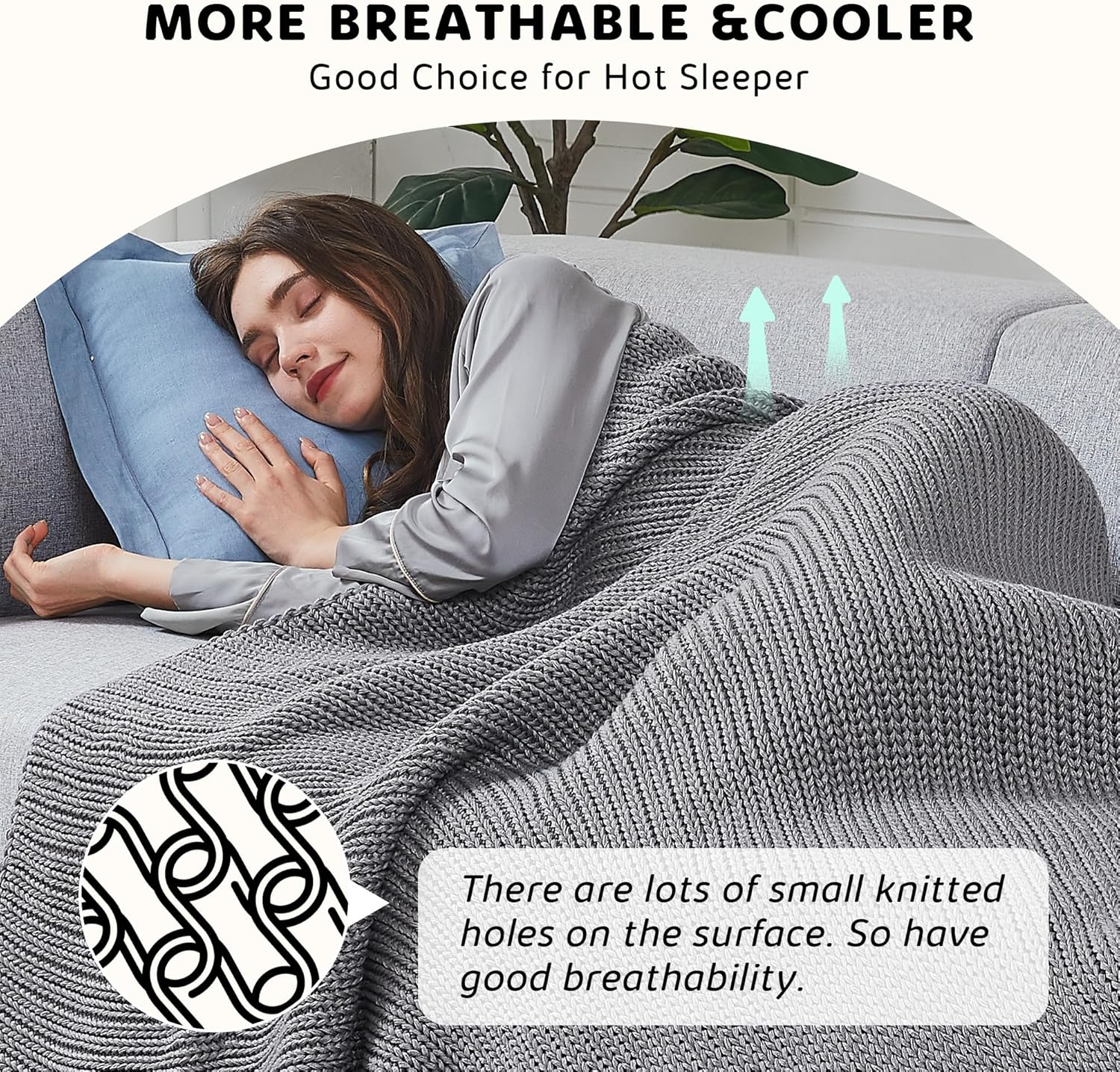 L'AGRATY Knitted Weighted Blanket - 60x80 15lbs Cooling Chunky Knit Heavy Blanket for Adults Braided Crochet Throw Thick Cable Yarn Knit Decorative Blanket No Beads Evenly Weighted Machine Washable